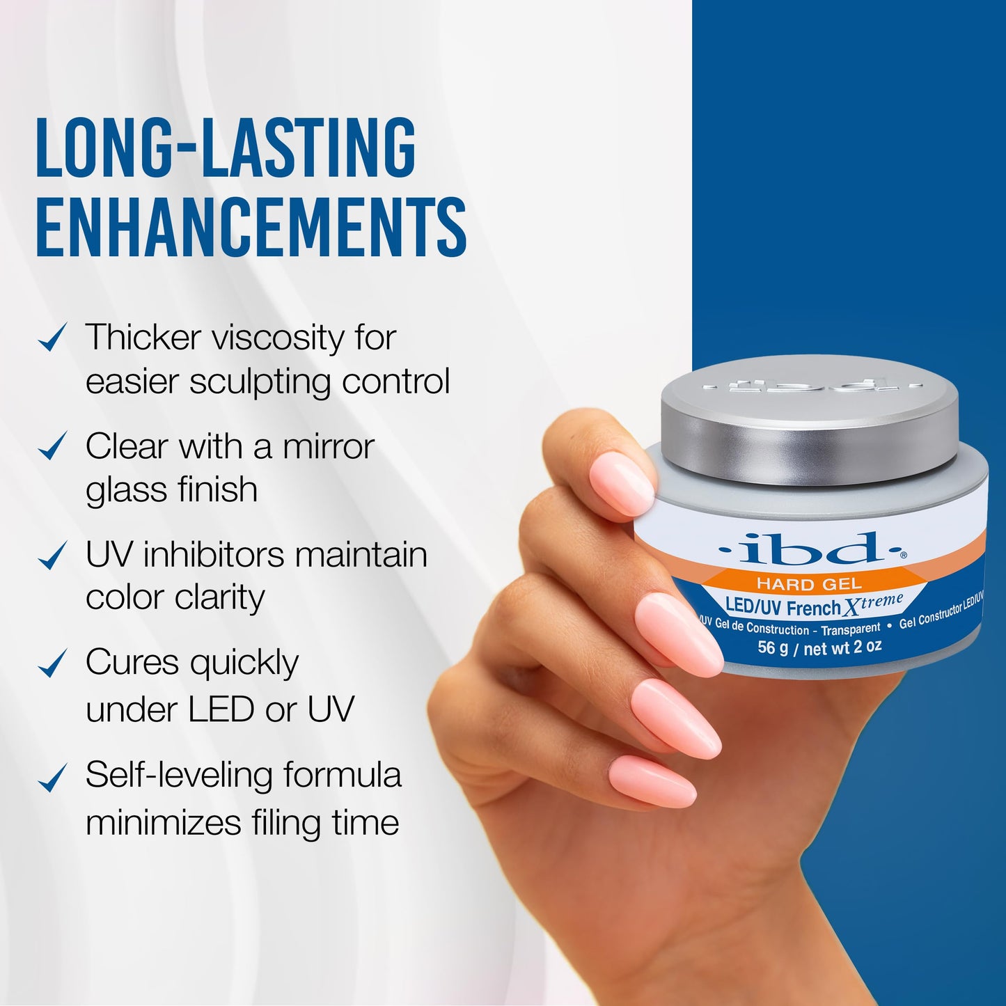 ibd Hard Gel for Nails - LED/UV French Xtreme Clear Builder Gel, Ideal for Nail Extensions, 2 oz Beauty & Personal Care IBD