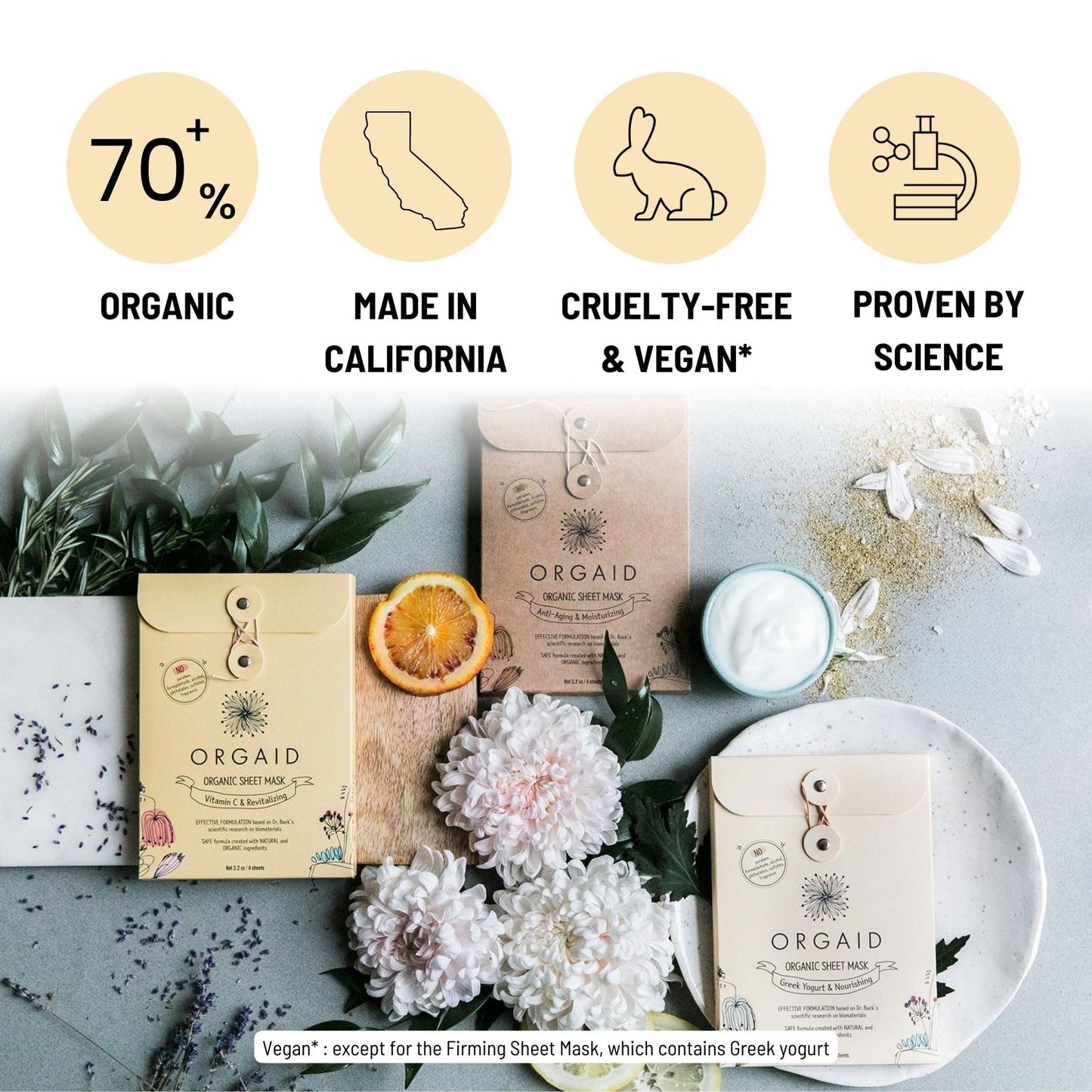 ORGAID Organic Sheet Mask | Made in USA (pack of 4) (Firming & Nourishing) Beauty & Personal Care ORGAID
