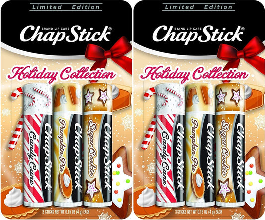 ChapStick Holiday Limited Edition Seasonal Flavored Lip Balm Tube, Candy Cane, Pumpkin Pie & Sugar Cookie Flavors, 0.15 Ounce Each, 6 Sticks Total Beauty & Personal Care ChapStick