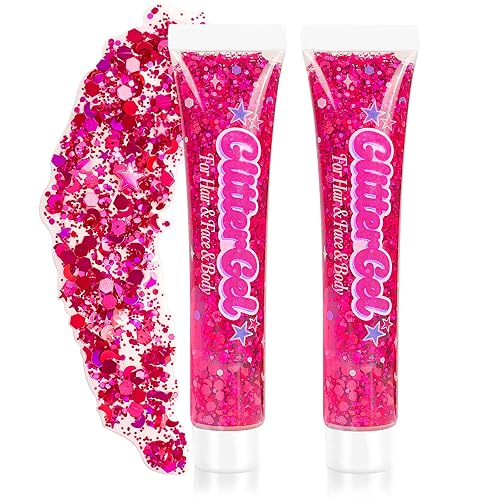 Pink Body Glitter Gel(18ml*2),Self-Adhesive Cosmetic Glitter for Women Kids Beauty & Personal Care Bwhrmt