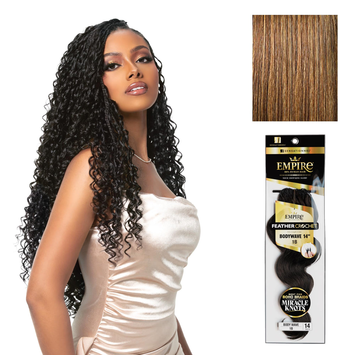 Sensationnel Empire Feather Crochet Braids-Body Wave,14 inch, S4/27