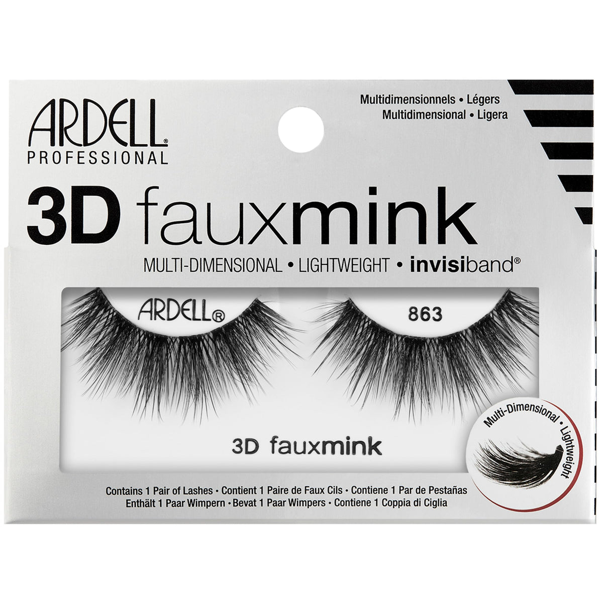 Ardell 3D Faux Mink Lashes 863 - Multi-Dimensional Lashes Natural Look Wispy Finish with Invisiband, 1 Pair Beauty & Personal Care Ardell