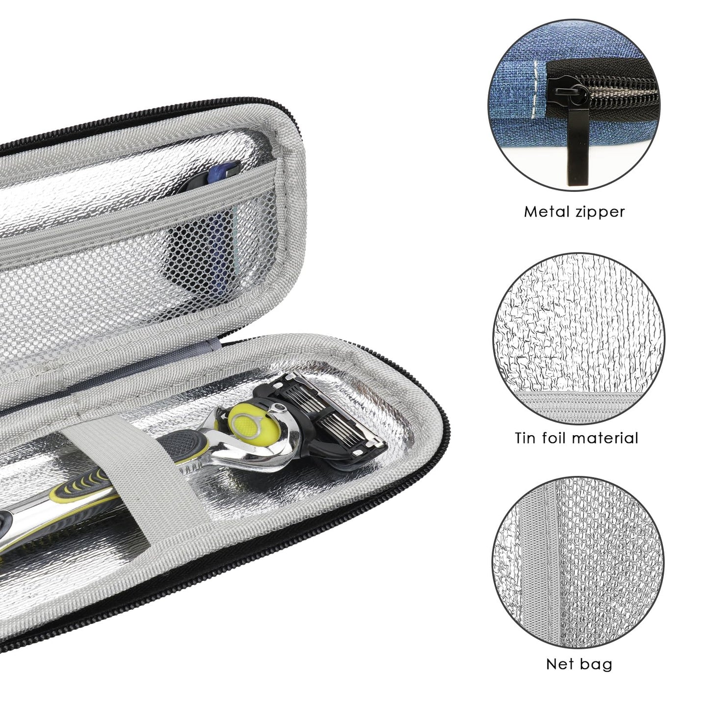 Linkidea Generic EVA Hard Shell Safety Razor Travel Case, Shaving Accessories Blade Head Storage, Men's Portable Travel Shaver Bag Compatible Beauty and Personal Care Linkidea