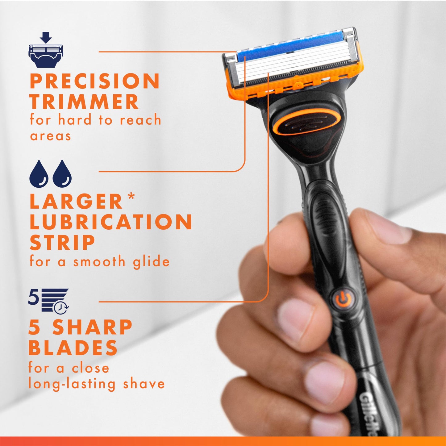 Gillette Fusion5 Power 5-Blade Razor Refills for Men, with Precision Trimmer, 6 Count Beauty and Personal Care Gillette