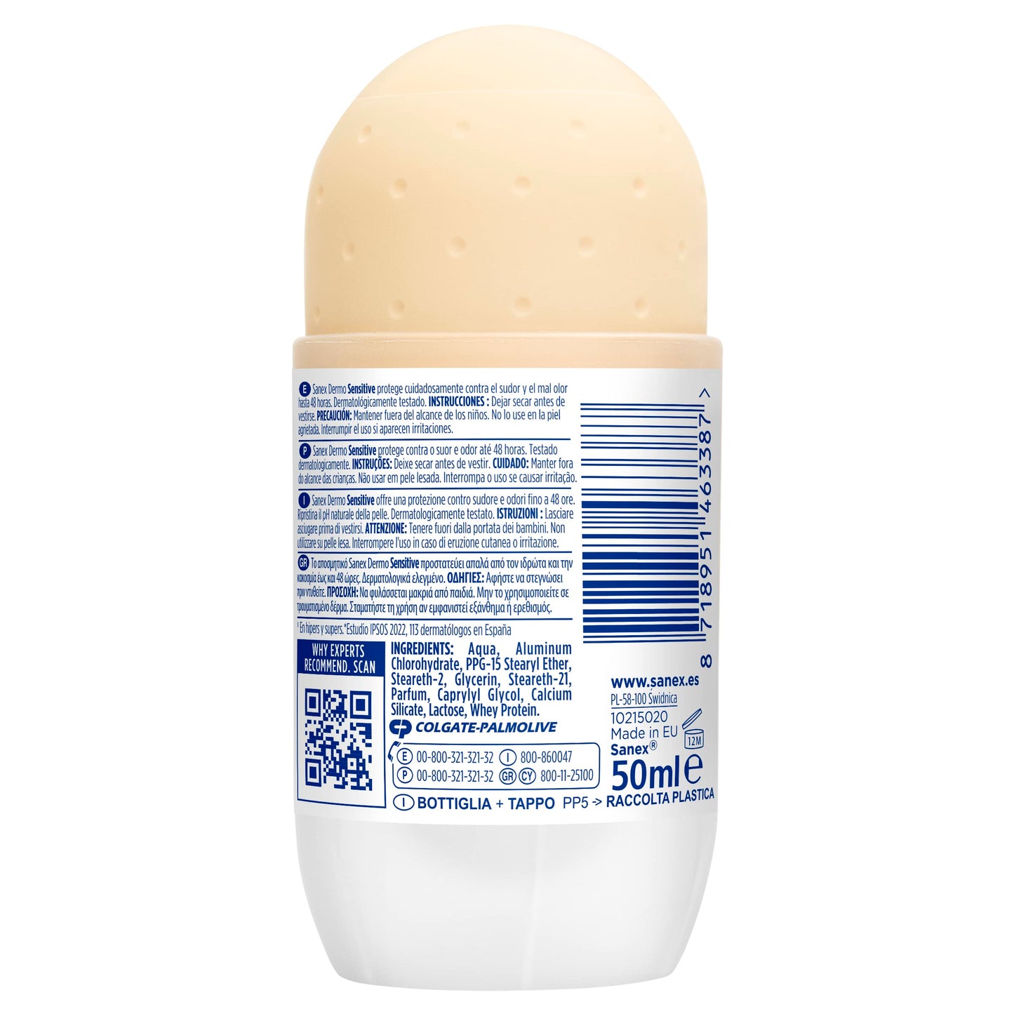 Sanex Men Dermo Sensitive Hipoalergénico Desodorante Roll On - 50 ml Beauty and Personal Care Sanex