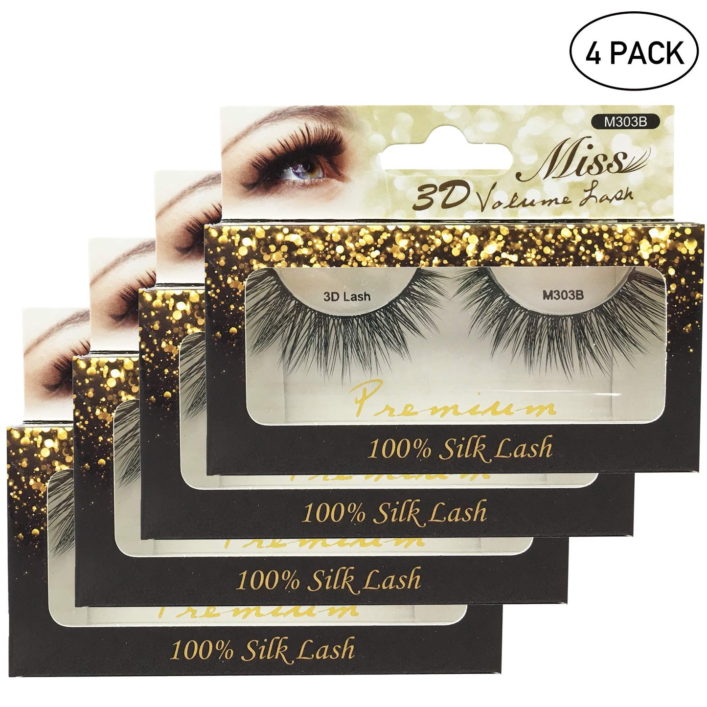 "4 Pairs" Miss Lash 100% Handmade Tapered 3D Volume lash M303B Beauty & Personal Care MISS LASH