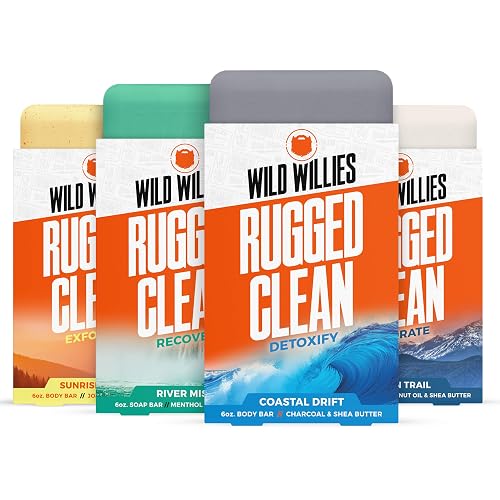 Wild Willies Moisturizing Mens Bar Soap - Bath Soaps with Shea Butter for Odor Protection - Natural Body Bar for Men - Variety Pack, 4 Pack Beauty & Personal Care Wild Willies