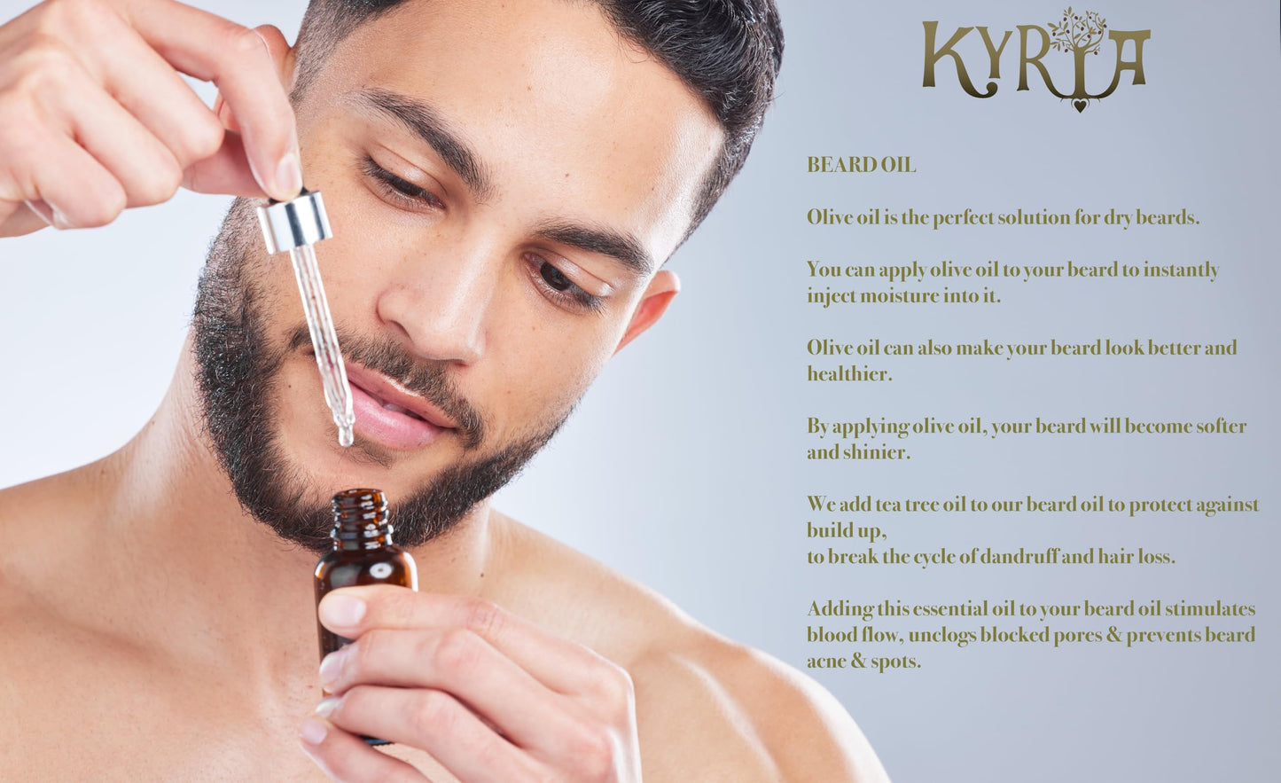Kyria Greek Extra Virgin Olive Oil - Beard Oil - Beard Care - Imported 100% Pure Cold Pressed Unrefined Beard Moisturizer For Men- Face Moisturizer Beauty and Personal Care Kyria