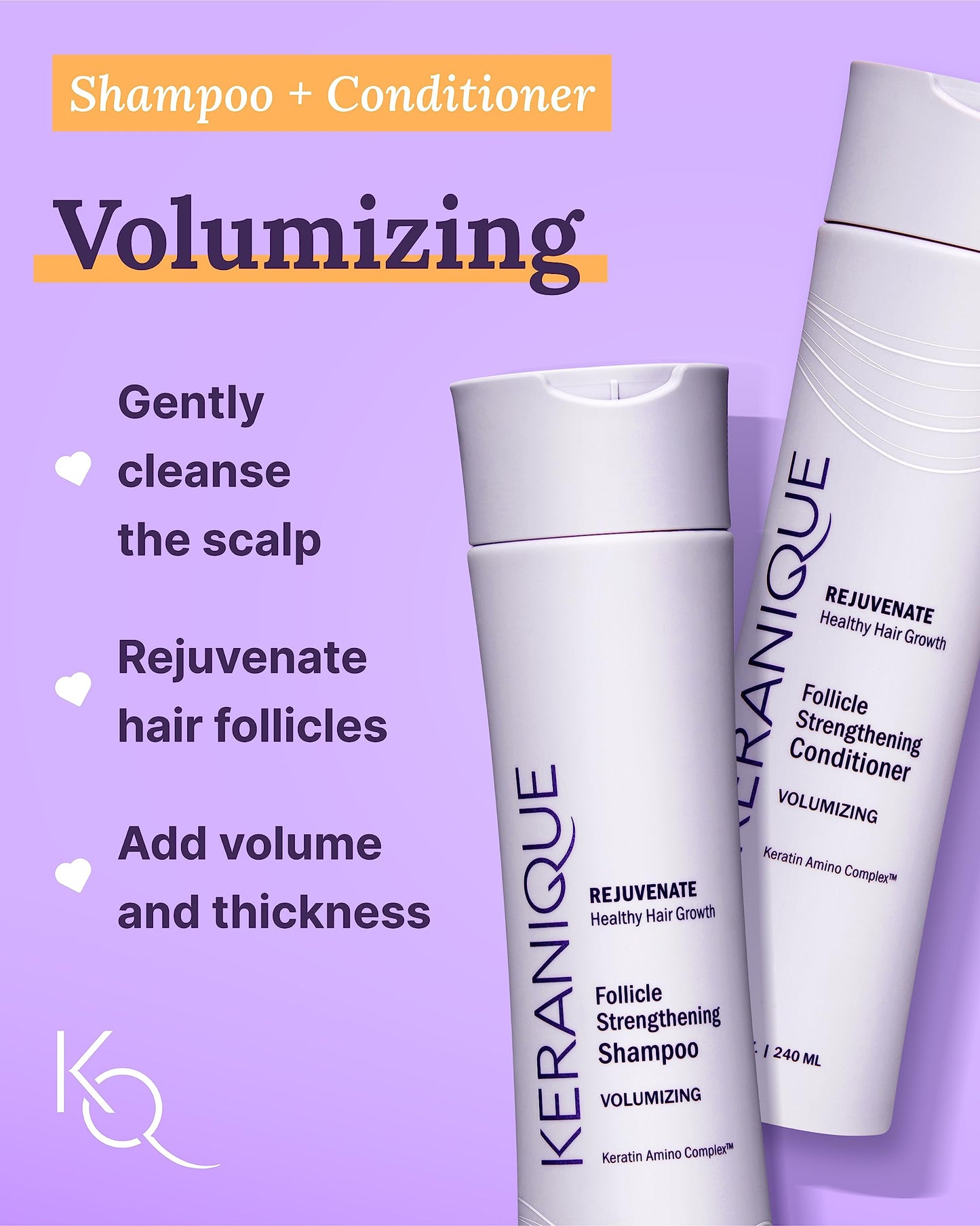Keranique Volumizing Set for Thinning Hair in Women - Thickening Shampoo, Conditioner, Follicle Booster Serum, Volumizing Spray with Keratin for Fine Beauty & Personal Care Keranique