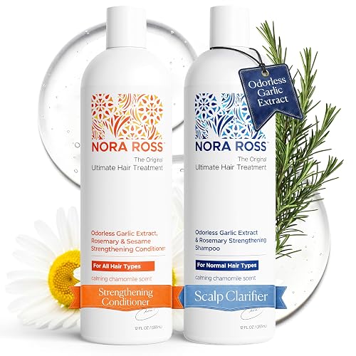 Nora Ross Garlic Extract & Rosemary Strengthening Shampoo and Conditioner Set - Natural Shampoo and Hair Conditioner for Normal to Dry, Brittle Hair Beauty & Personal Care Nora Ross, Inc.