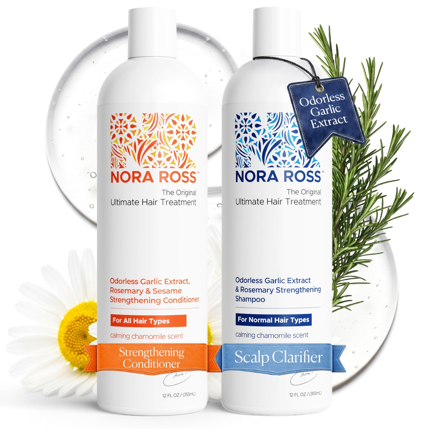 Nora Ross Garlic Extract & Rosemary Strengthening Shampoo and Conditioner Set - Natural Shampoo and Hair Conditioner for Normal to Dry, Brittle Hair Beauty & Personal Care Nora Ross, Inc.