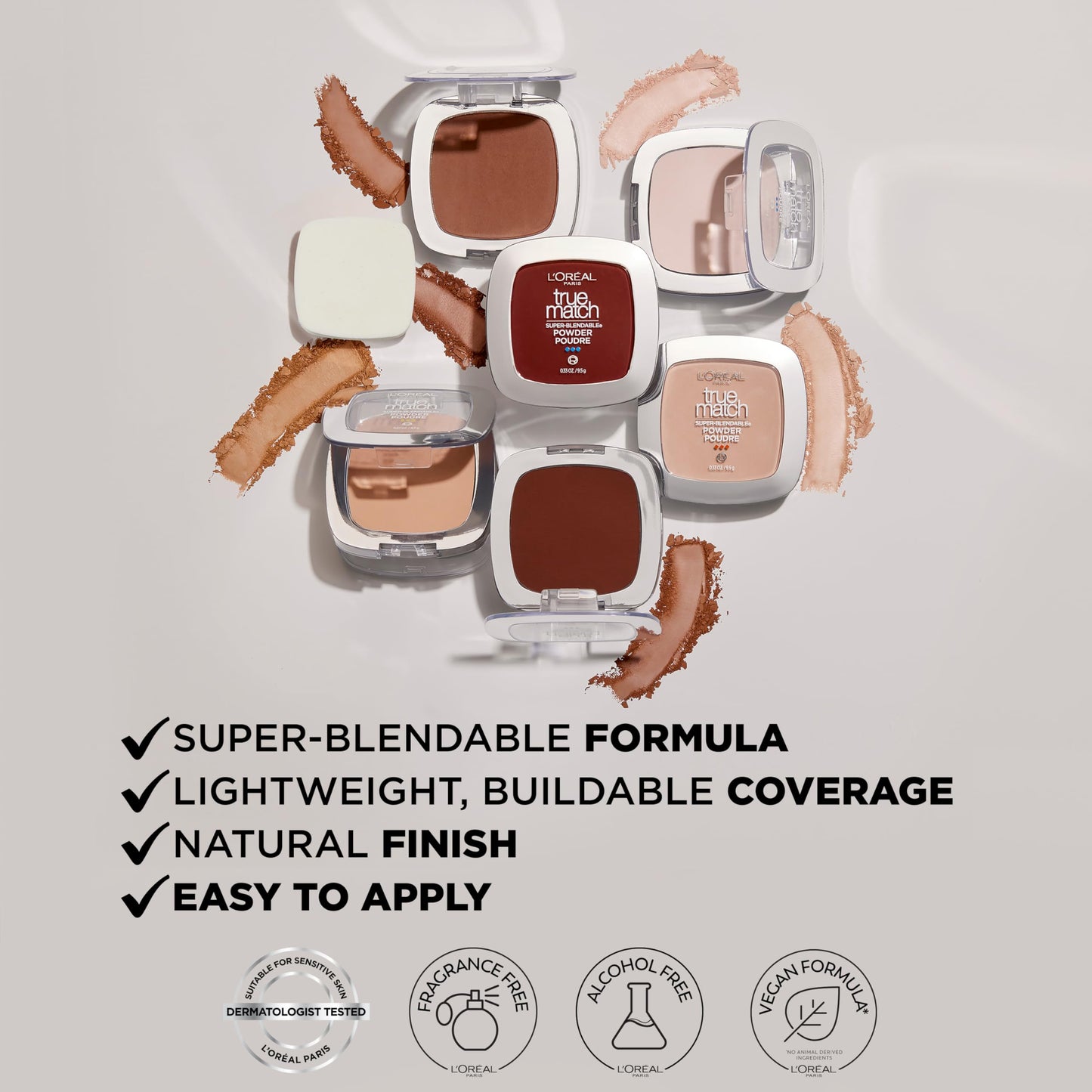 L'Oreal Paris True Match Super Blendable Oil Free Powder Foundation, W3 Light Medium, 0.33 oz, Packaging May Vary Beauty & Personal Care L'Oreal Paris