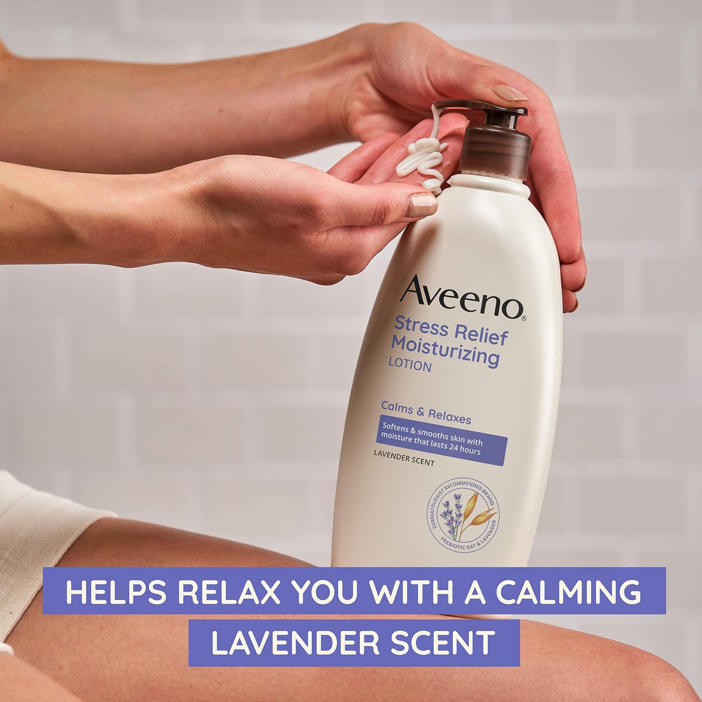 Aveeno Stress Relief Moisturizing Body Lotion with Lavender Scent, Natural Oatmeal to Calm & Relax, Non-Greasy Daily Stress Relief Lotion, 18 fl. oz Beauty & Personal Care Aveeno