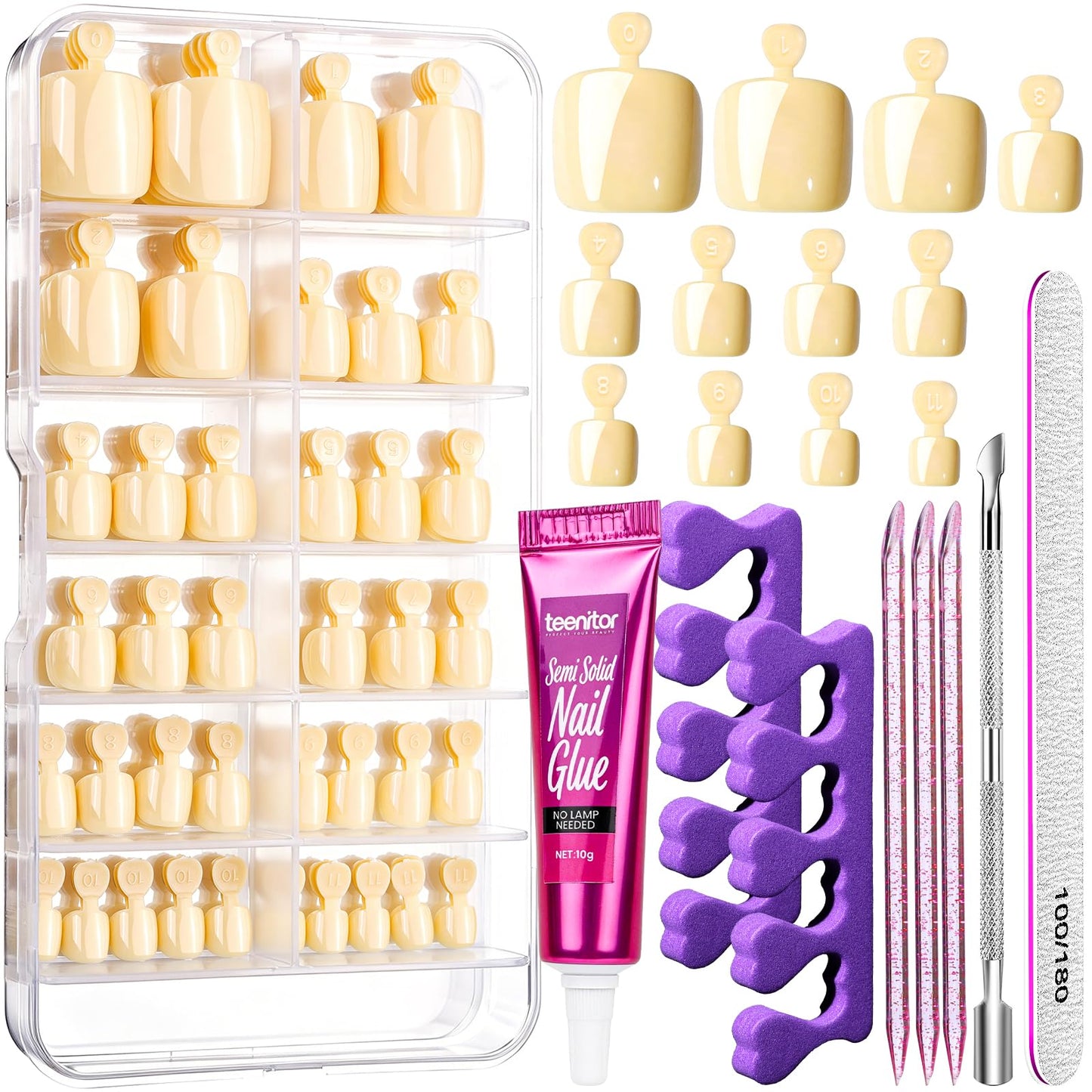 Teenitor Toe Nail Press ons with Nail Glue, 120pcs Yellow Press on Toenails Beauty and Personal Care Teenitor Default Title
