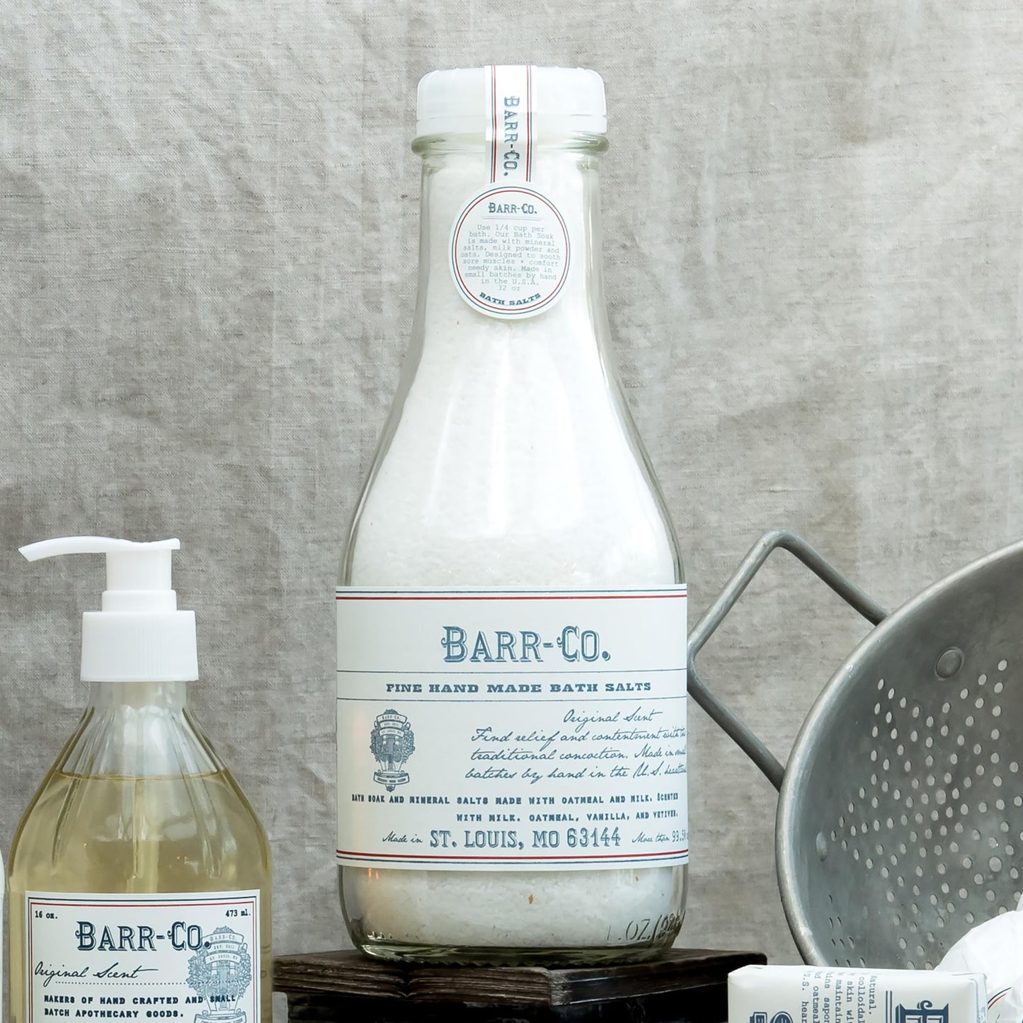 Barr-Co. Original Scent Fine Hand Made Bath Salts, Vanilla Coconut Bath Salts with Oatmeal and Vetiver, Relaxing Bath Products for Women & Men, 32 oz Beauty and Personal Care BARR-CO