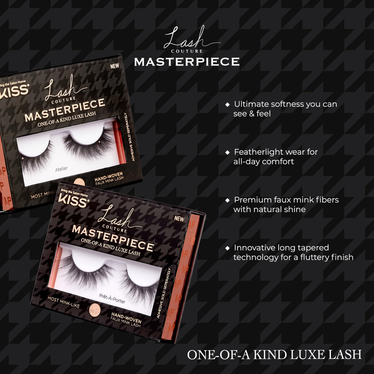 KISS Lash Couture Masterpiece Hand-Woven Faux Mink False Eyelashes, Style ‘Avant-Garde’, 12mm, Easy to Apply, Reusable, Vegan, Cruelty Free, 1 Pair Beauty & Personal Care KISS