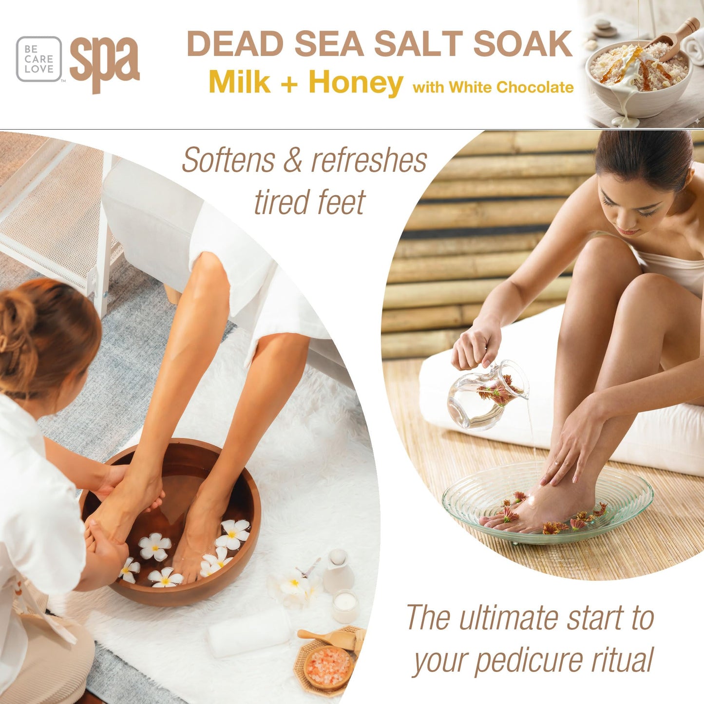 BCL SPA Dead Sea Salt Soak - Bath Salt with Organic Milk + Honey, White Chocolate, Shae Butter, Arnica, Aloe Vera Juice, Chamomile, Argan & Jojoba Oil Beauty and Personal Care BCL SPA