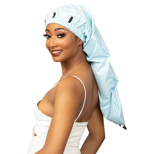 Esha Girl - Shower Cap for Extra Long Hair, Braids, Locs, Twists - Waterproof - Snug Fit Guarantees No Leaks - Easy Button Up (Light Blue, X-Long (30" Beauty and Personal Care Esha