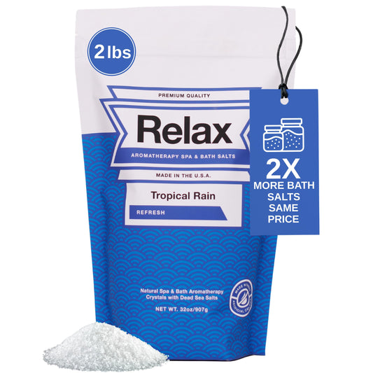 Relax Spa & Bath Aromatherapy Bath Salts for Hot Tub, Bath, or Spa, 2LB Bag Infused with Magnesium, Bath Salt for Soaking, Tropical Rain Scent Beauty and Personal Care Relax Spa & Bath