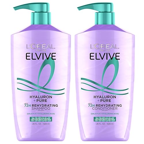 L'Oreal Paris Elvive Hyaluron + Pure Shampoo and Conditioner Set, Clarifying Shampoo and Rehydrating Conditioner with Salicylic Acid and Hyaluronic Beauty & Personal Care L'Oreal Paris