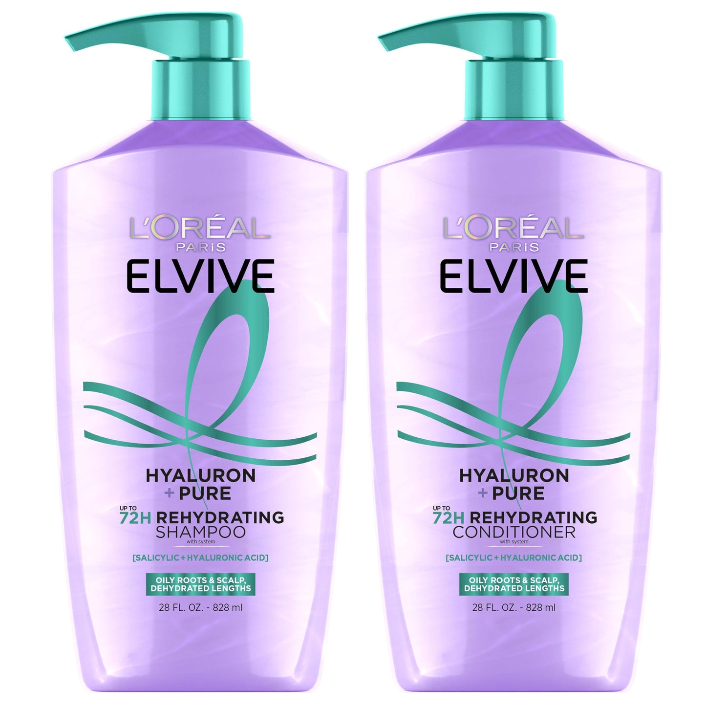 L'Oreal Paris Elvive Hyaluron + Pure Shampoo and Conditioner Set, Clarifying Shampoo and Rehydrating Conditioner with Salicylic Acid and Hyaluronic Beauty & Personal Care L'Oreal Paris