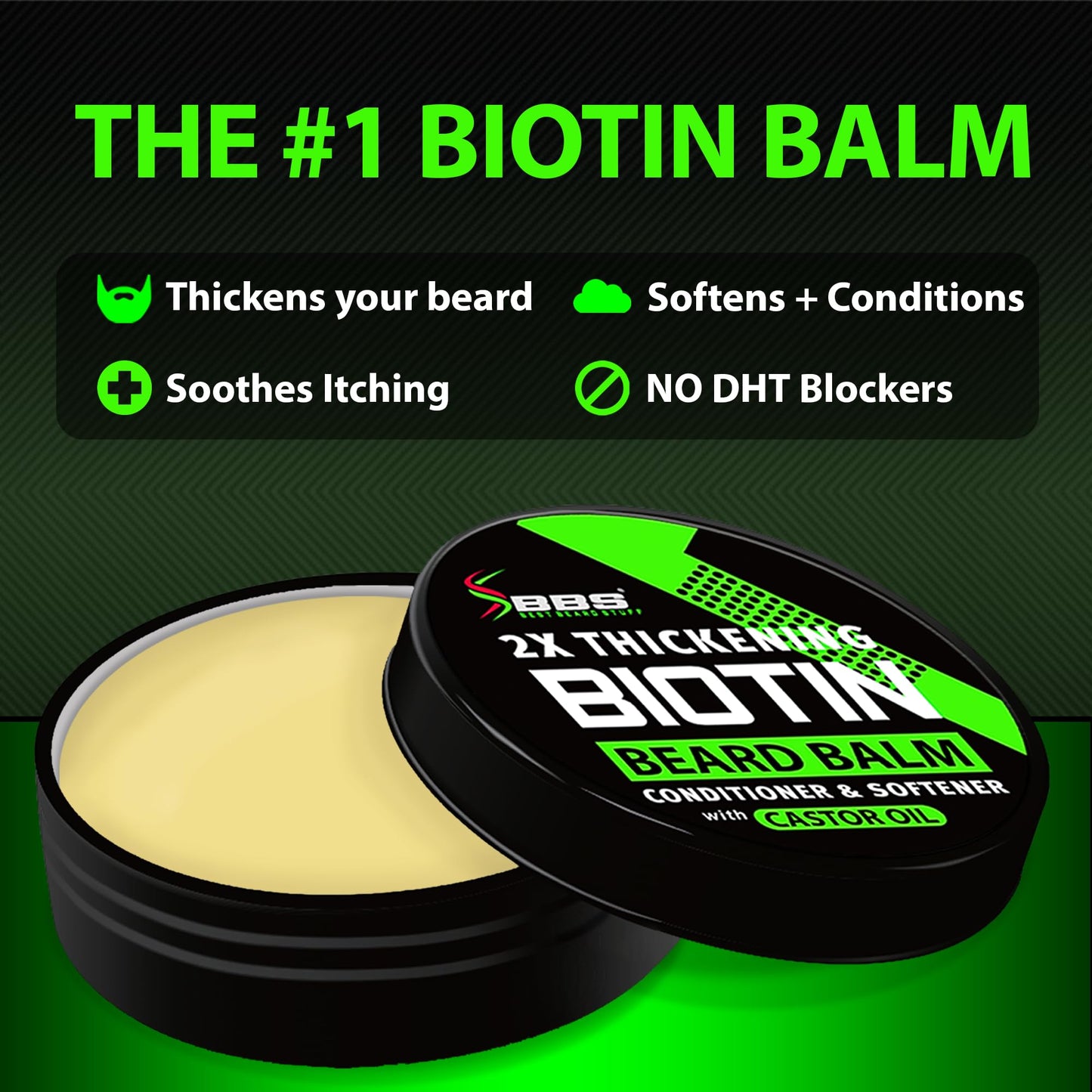 Biotin Beard Balm for Men – 2X Thickening Mustache & Beard Wax with Castor Oil & Meadowfoam, Hydrating Growth Balm & Leave-In Conditioner Beauty & Personal Care BBS BEST BEARD STUFF