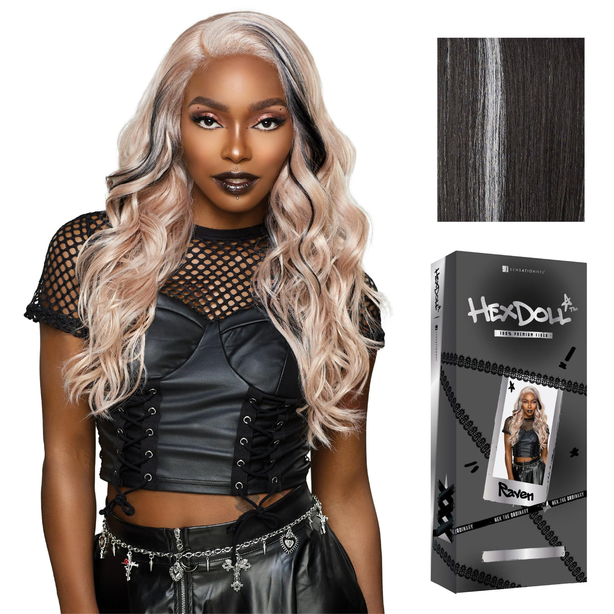 Sensationnel Hexdoll 13x4 LaceWig-Raven, BALAYAGEPLATINUM
