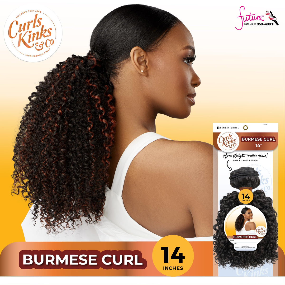Sensationnel CKCO Synthetic Bundle-Burmese Curl,1 pack 14 inch, 1 JETBLACK