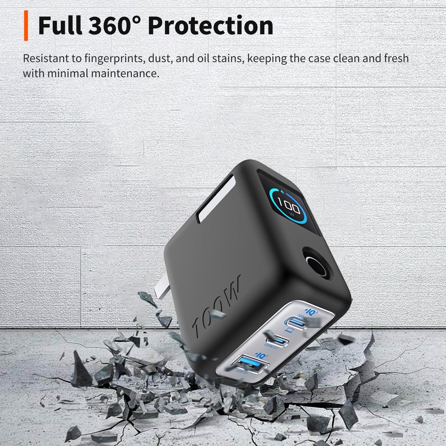 for Anker 100W Charger Silicone Case Cover, Shockproof/Waterproof/Dustproof, Scratch-Resistant, Chargeable Without Removal (Black) Beauty and Personal Care HUKWIMO