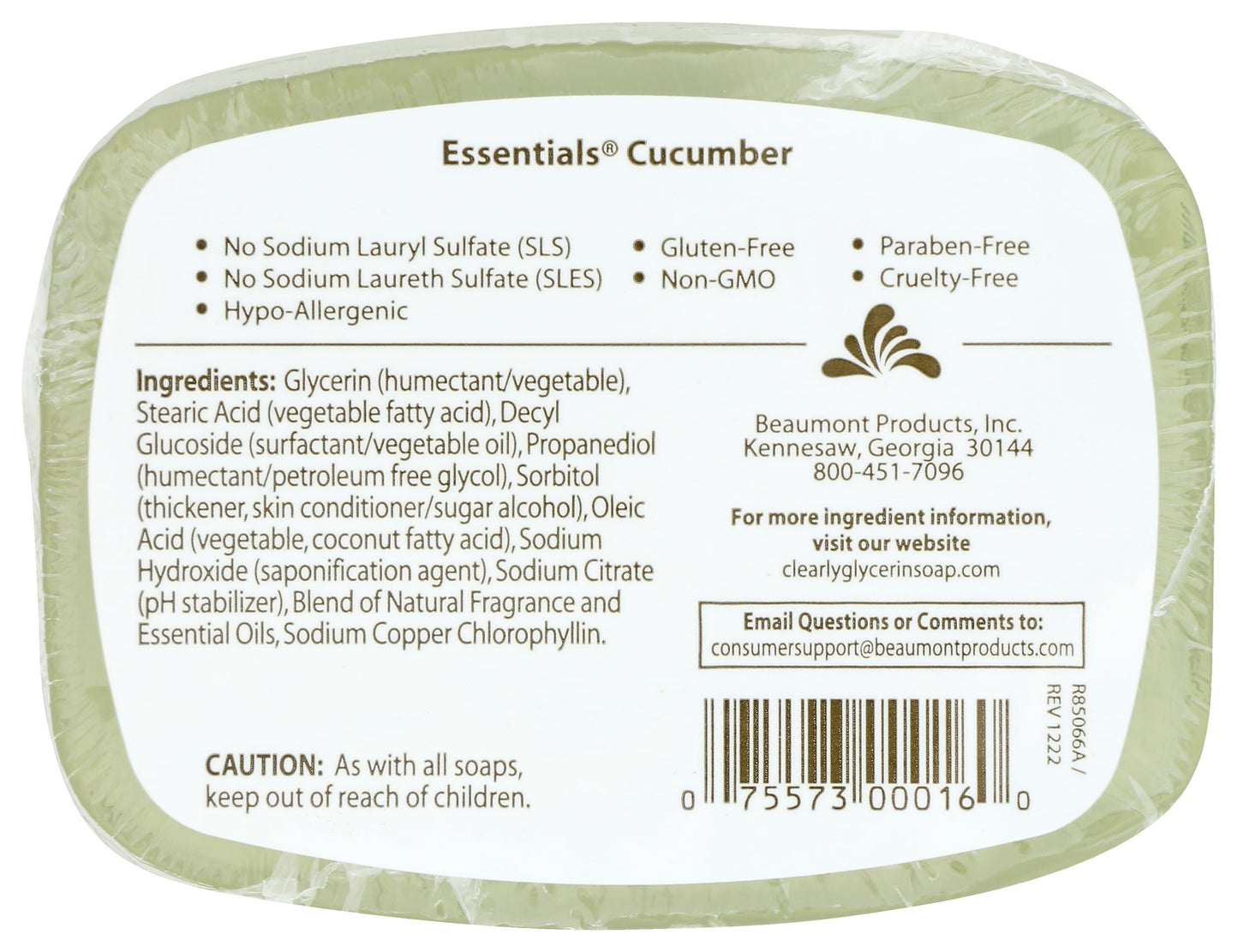 Clearly Natural Glycerin Bar Soap, Cucumber, 4 Ounce Beauty & Personal Care Clearly Natural