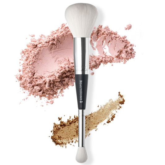 BeautiHome Makeup Brush -2-in1 Eye Blending & Powder Brush - Double-Ended Make Up Applicator Tool for Eyeshadow - vegan, white Beauty & Personal Care BeautiHome