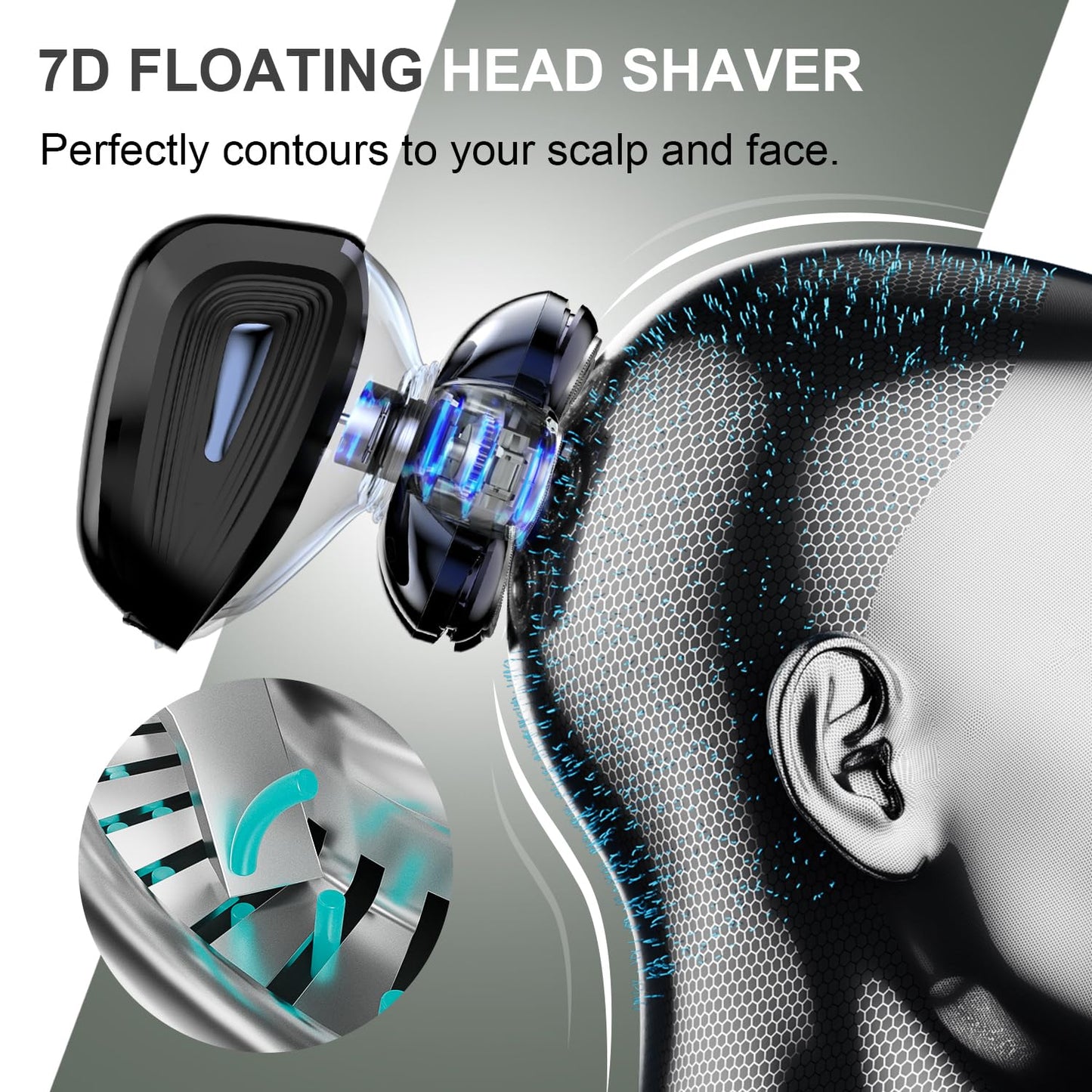 Head Shavers for Bald Men: Upgraded Detachable Head Shaver - IPX7 Waterproof Wet or Dry Electric Razor for Men - 7D LED Display Rechargeable Shaving Beauty and Personal Care Cyruzi