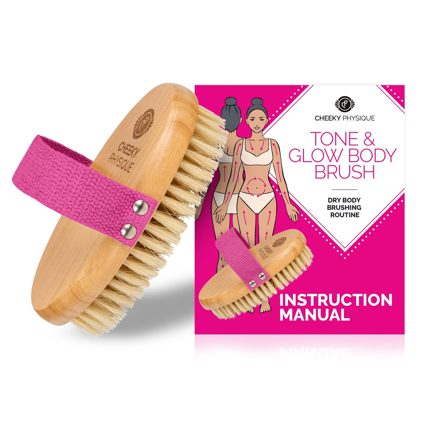 Tone & Glow Body Brush - Dry Brush for Cellulite and Lymphatic Drainage with Natural Bristles for Exfoliation and Skin Tightening Beauty and Personal Care Cheeky Physique