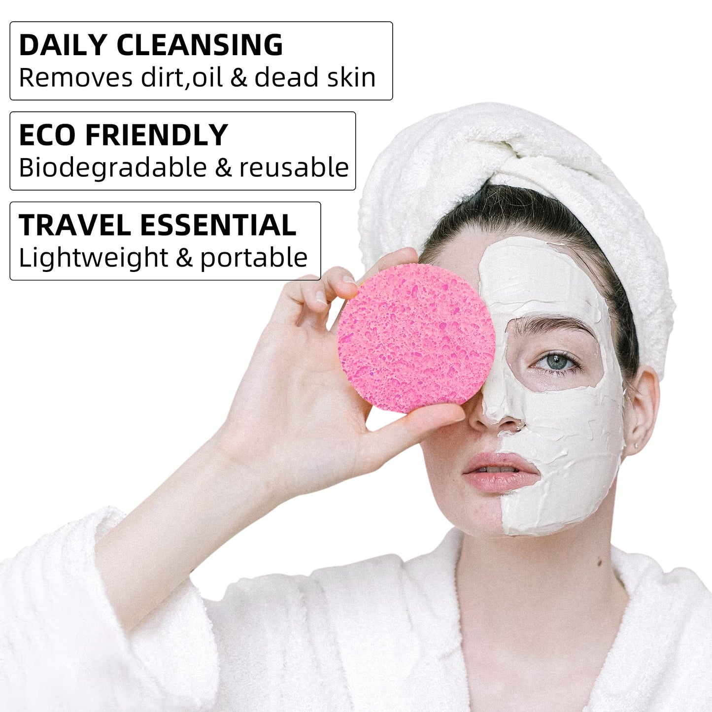 60-Count Compressed Facial Sponges|100% Natural Kickleen Cellulose Cosmetic Spa Sponges for Daily Facial Cleansing|Makeup and Mask Removal | Beauty & Personal Care kickleen