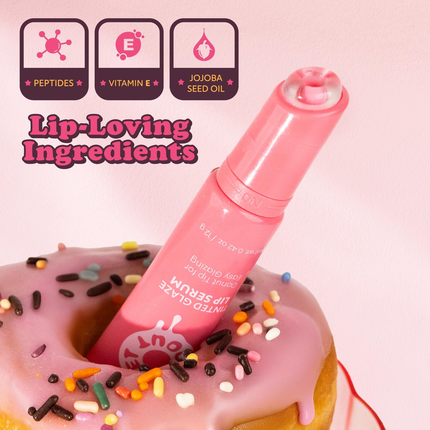 Absolute New York Sweet Pout Tinted Glaze Lip Serum, Donut Tip Applicator, Hydrating Formula with Peptides, Vitamin E and Jojoba Seed Oil (Cocoa Dip) Beauty & Personal Care Absolute New York