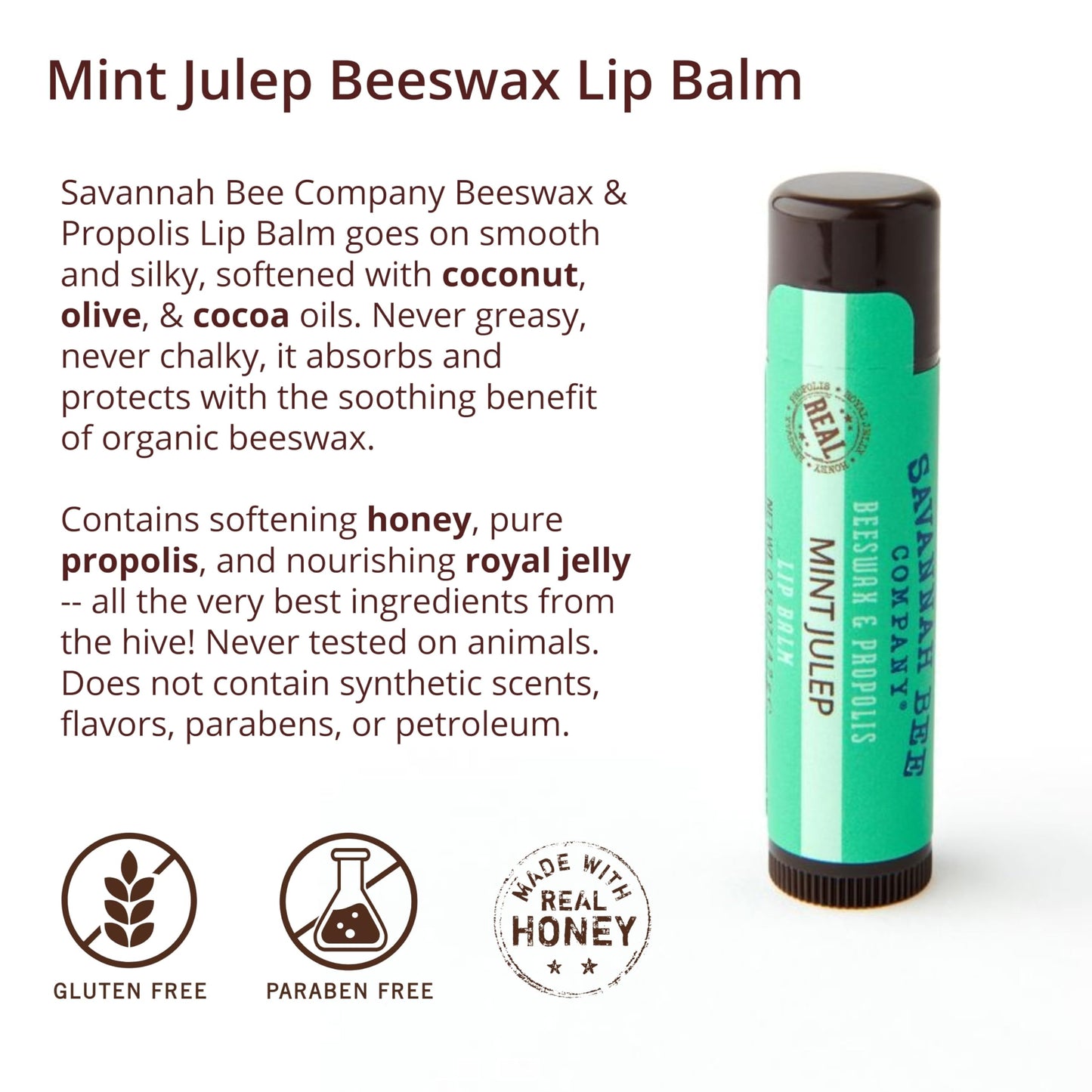 Savannah Bee Company Mint Julep Lip Balm, 0.15-Ounce (Pack of 4) Beauty and Personal Care Savannah Bee Company