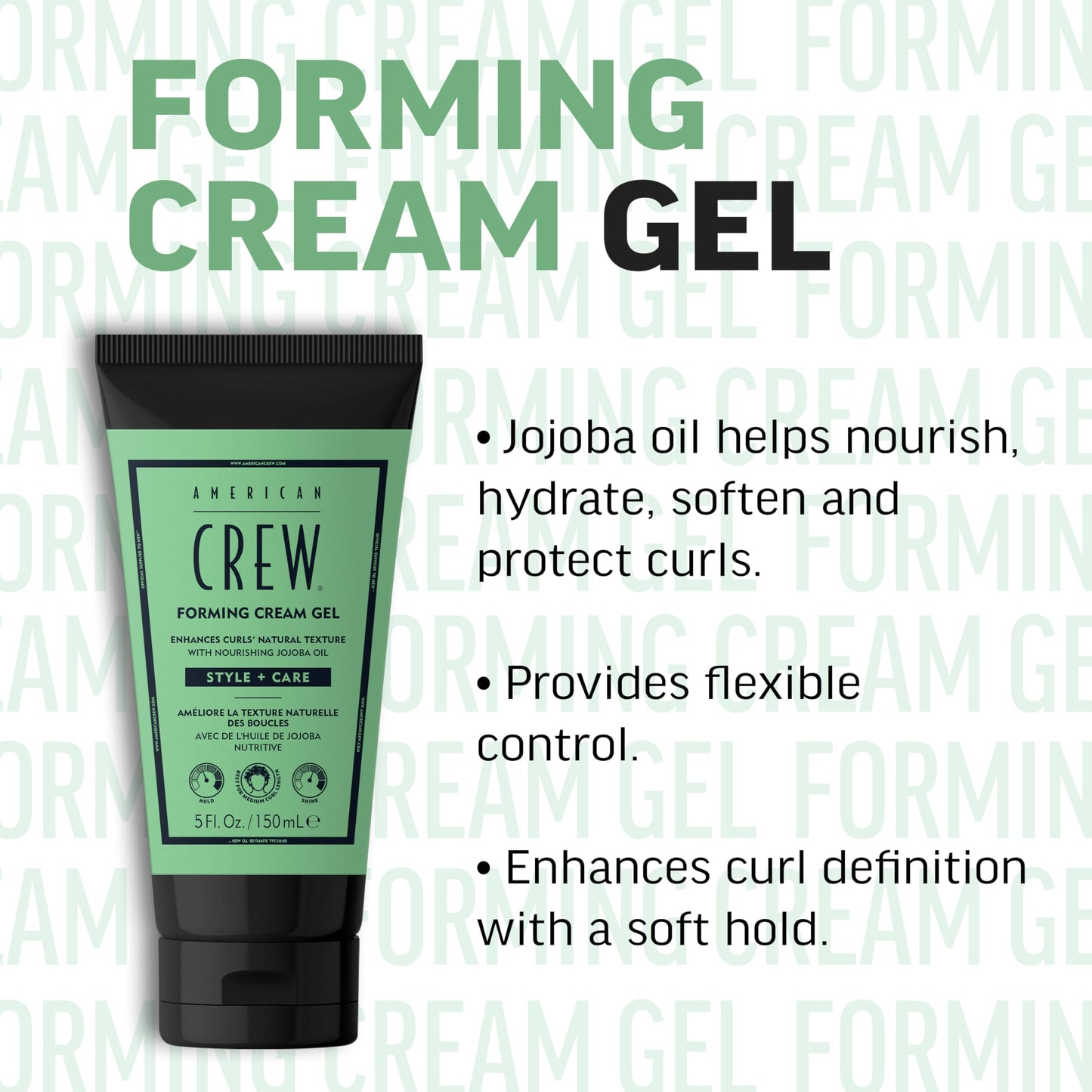 AMERICAN CREW Forming Cream Gel, Curl Defining & Frizz Control with Jojoba Oil, Soft, Flexible Hold & Natural Finish for Curly Hair, 5 fl oz Beauty & Personal Care AMERICAN CREW