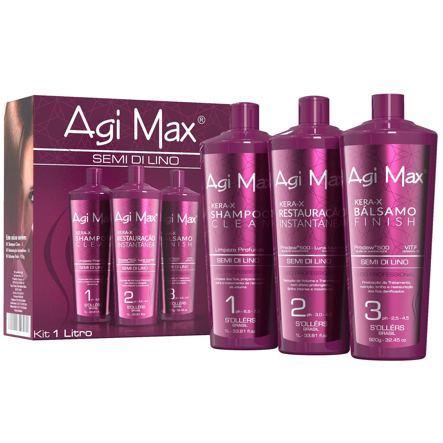 Agi Max Brazilian Keratin Hair Treatment Kit 1000ml - 3 Steps - The Best Straightening! Beauty & Personal Care Agi Max