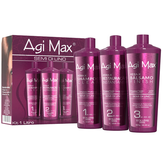Agi Max Brazilian Keratin Hair Treatment Kit 1000ml - 3 Steps - The Best Straightening! Beauty & Personal Care Agi Max