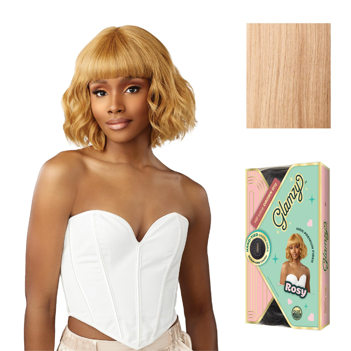 Sensationnel Glamzy Lace Crown Wig-Rosy, ASHPEACHBLONDE