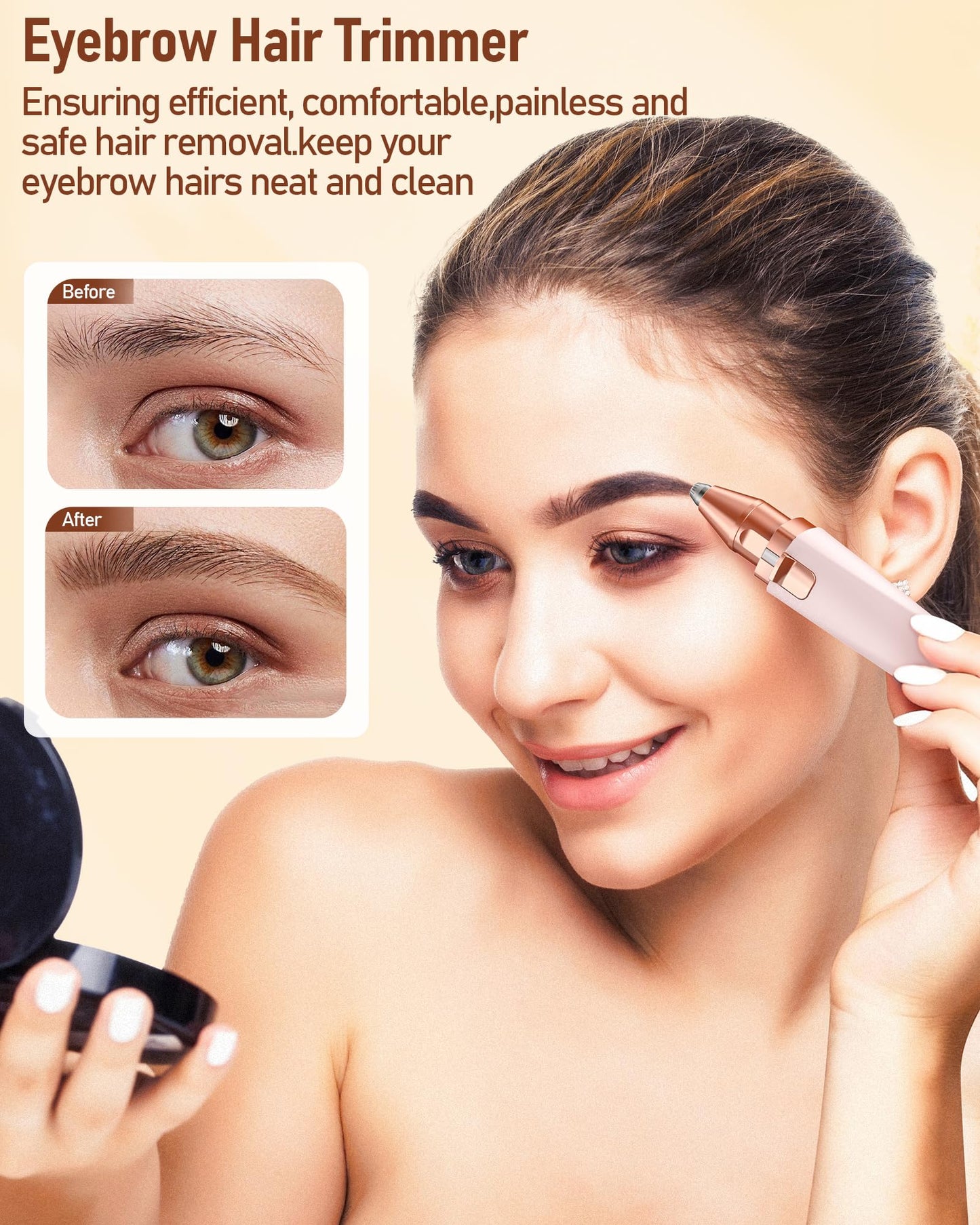 Eyebrow Trimmer Facial Hair Removal for Women: 2 in 1 Rechargeable Facial Hair Remover & Eyebrow Razor, Electric Painless Face Shaver for Women Beauty and Personal Care IFANZETECH