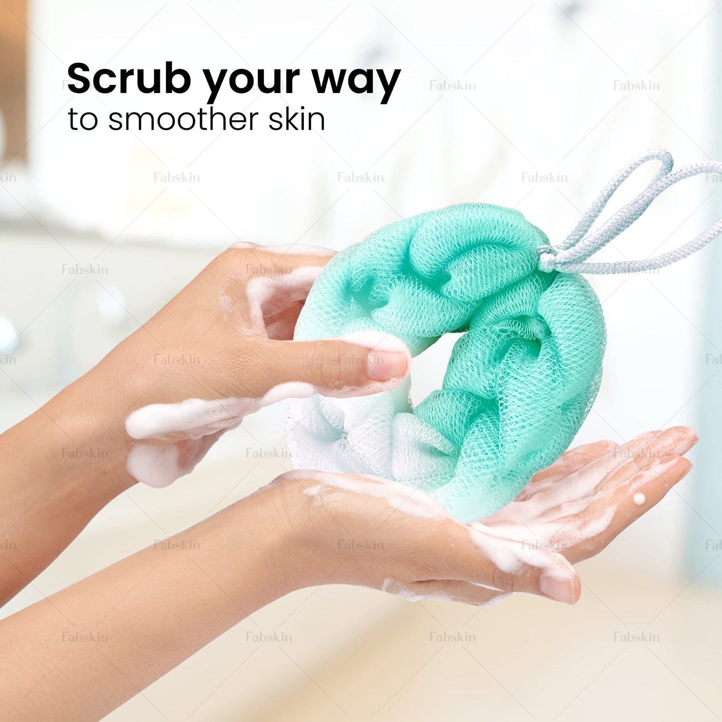 Fabskin Luxury Back Scrubber Loofah Belt Loofah for Bathing for Men and Women - Strechable 9 Knots Bath Sponge (Green Back Scrubber + Loofah) Beauty and Personal Care FABSKIN