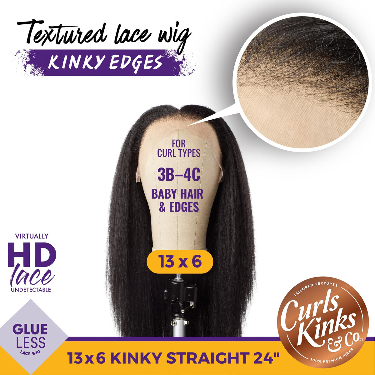 Sensationnel CKCO Kinkyedges Wig-Kinky Straight 24 Inch, BALAYAGEMOCHA
