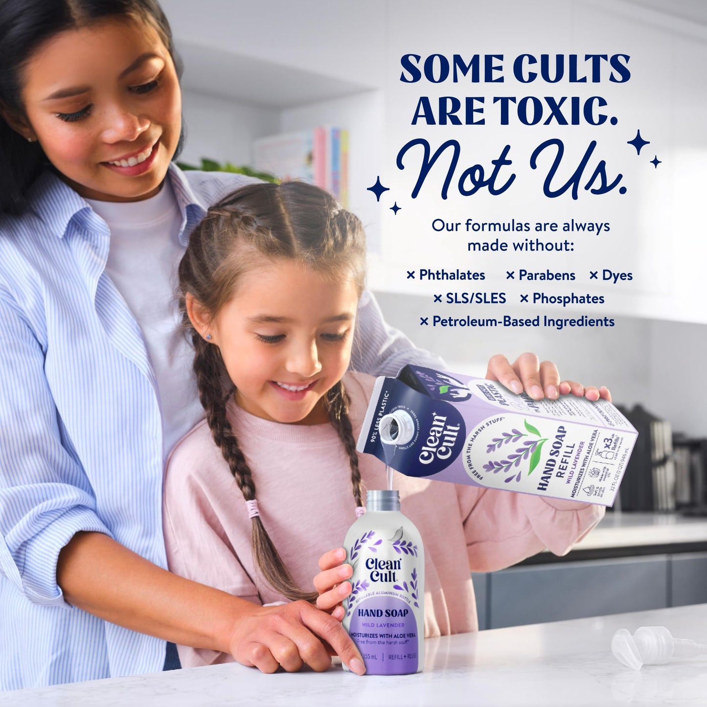 Cleancult Liquid Hand Soap Refills - Wild Lavender - Moisturizes Dry & Sensitive Skin -Made with Aloe Vera & Lavender Essential Oils - Eco Friendly Beauty & Personal Care Cleancult