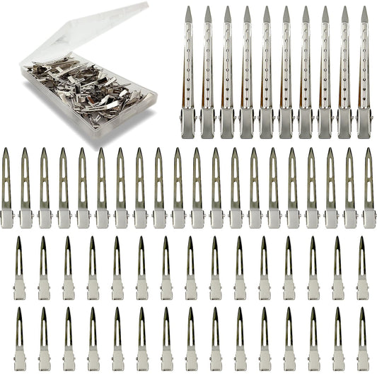 60Pcs Metal Styling Duck Billed Hair Clips, Silver Alligator Roller Clips for Women's Long Hair Styling Sectioning and Pin Curls, Bow DIY, with Case Beauty & Personal Care HiJeaton