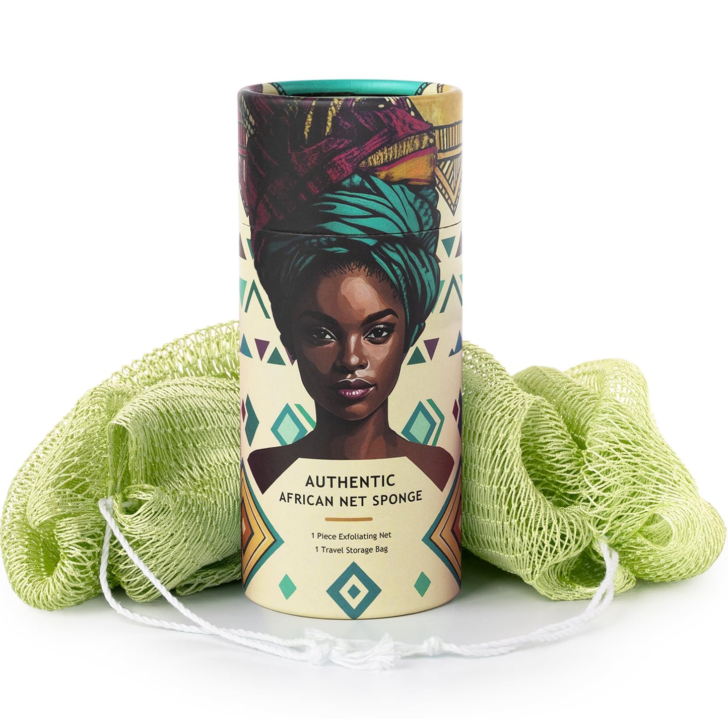 African Net Sponge Authentic - Afro Scrub Exfoliating Net Sponge with Knots - African Bath Sponges for Body Scrubber Exfoliator - Back Scrubber Beauty and Personal Care MINISENTIALS