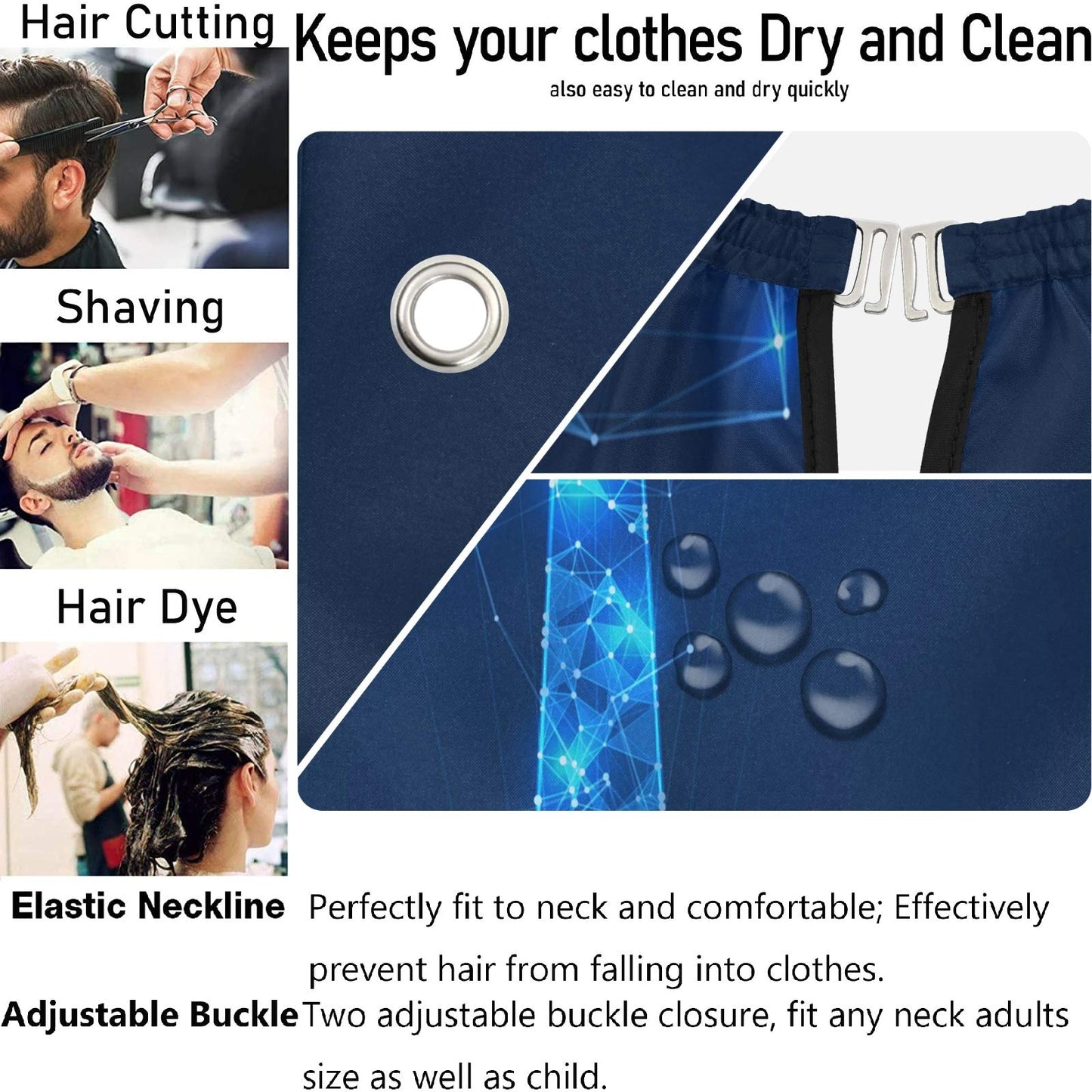 visesunny 3D Necktie Print Barber Cape Anti-Static Hair Cutting Cape with Snap Closure Professional Salon Polyester Beard Shaving Bib Water-Resistant Beauty and Personal Care visesunny