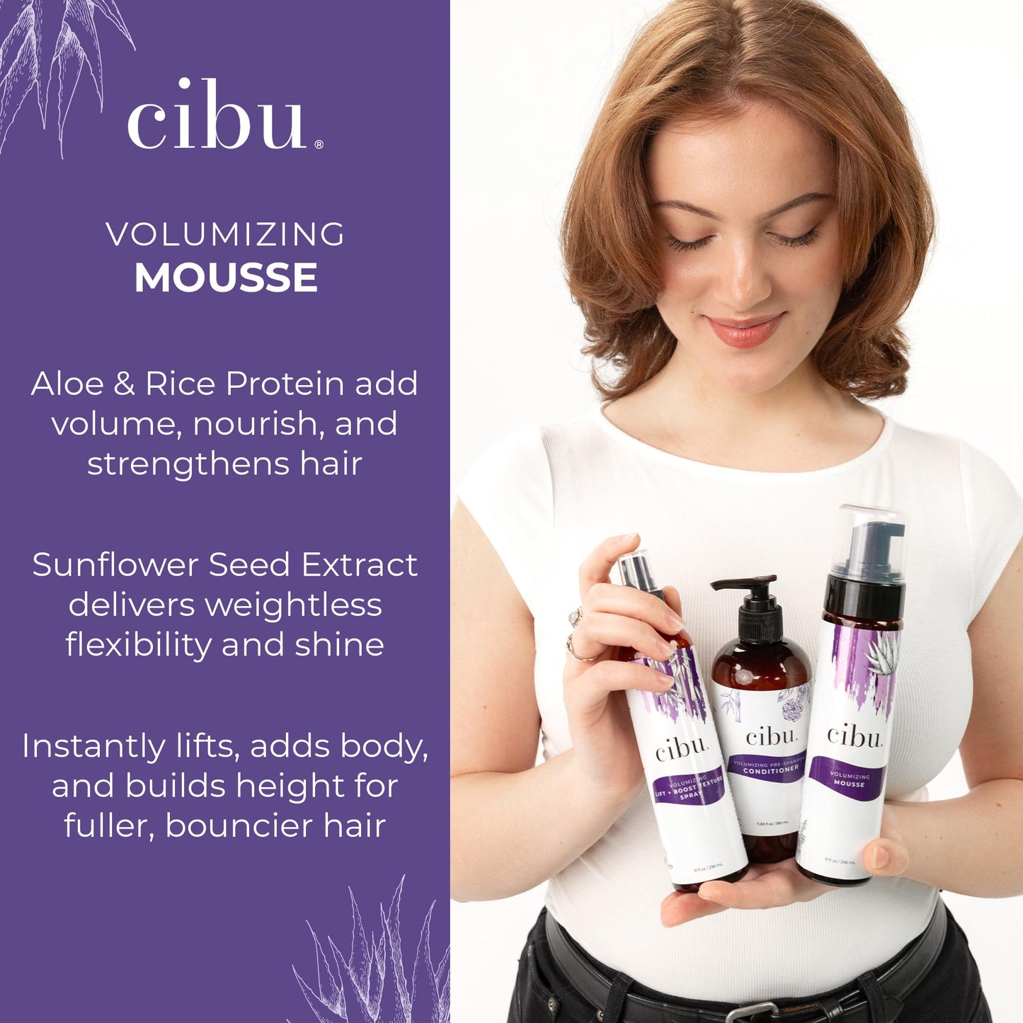CIBU Volumizing Mousse | Travel Size Fine Hair Thickening Mousse | Strong Hold | Ultra Lightweight | Shine | Nutrient-Rich Aloevera, Rice Protein Beauty & Personal Care CIBU