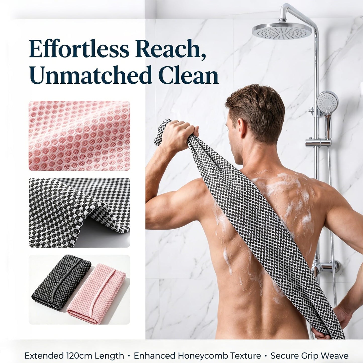 2 PC Alorin Silver Towel Exfoliating Shower Towel, Rip-Resistant Washcloth for All Skin Types, Pink and Black Beauty and Personal Care Alorin Skin