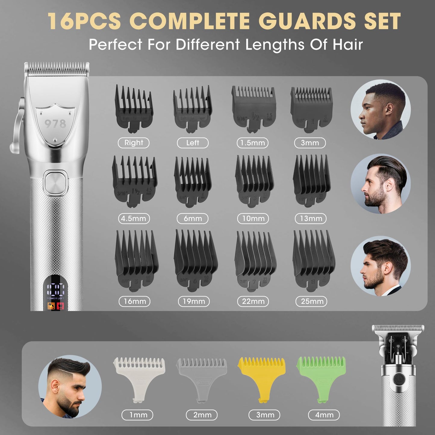 Lanumi Professional Hair Clippers Electric Razor Shavers Men 3 Piece Set Rechargeable Clippers and Trimmers Beard Trimmer Barber Kit with Travel Case Beauty and Personal Care Lanumi